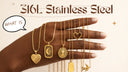A hand holding several 18k gold plated necklace that made with 316L stainless steel 