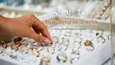 Close up picture showcases a person choosing ring in the store