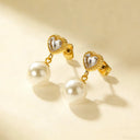 Boucles d'oreilles pendantes Cœur Zircon Perle