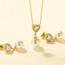 a whole set of heart shape zircon necklace with match earrings 