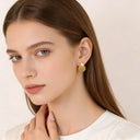 Gold Shell Earrings with Pearl