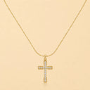 Minimal Crystal Cross Necklace