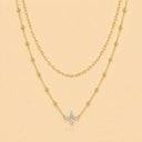 CZ Flower Drop Layered Necklace