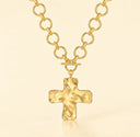 Chunky Hammered Cross Pendant Necklace