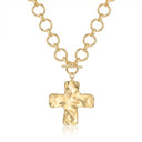Chunky Hammered Cross Pendant Necklace