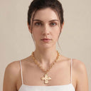 Chunky Hammered Cross Pendant Necklace