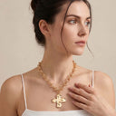 Chunky Hammered Cross Pendant Necklace