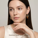 Vintage Tortoise Inspired Resin Acrylic Hoop Earrings