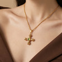 18K Gold Plated Vintage Cross Pendant Necklace
