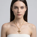 18K Gold Plated Vintage Cross Pendant Necklace