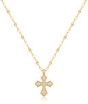 CZ Cross 18K Gold Plated Necklace