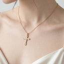 Minimal Crystal Cross Necklace