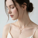 Minimal Crystal Cross Necklace