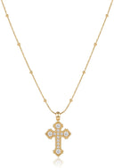 Antique Style CZ Cross Necklace