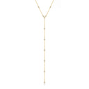 Gold Plated Lariat Necklace with Cubic Zirconia