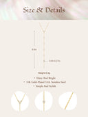 Gold Plated Lariat Necklace with Cubic Zirconia