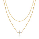 CZ Flower Drop Layered Necklace