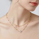 CZ Flower Drop Layered Necklace