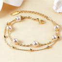 double layer bracelet with freshwater pearl pendant with close up look view 