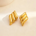 18k gold plated triple wing earrings made by hypoallergenic stainless steel