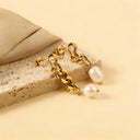 Asymmetrical Chain with Pearl Earrings