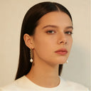 Asymmetrical Chain with Pearl Earrings
