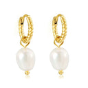 Twisted Golden Hook Earrings with Pearl Pendant