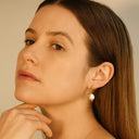 Twisted Golden Hook Earrings with Pearl Pendant