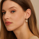 Golden Hook with Rhinestone Earrings with Pearl Pendant