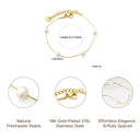 4 Freshwater Pearl Beads Gold-Plated Bracelet