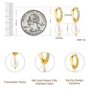 Golden Hook with Rhinestone Earrings with Pearl Pendant