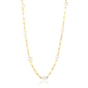 18K Gold-Plated Paper Clip Chain with Pearl Necklace