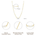 Minimalist Triple-Pearl Charm Necklace in 18K Gold-Plated