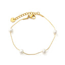 4 Freshwater Pearl Beads Gold-Plated Bracelet