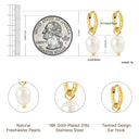 Twisted Golden Hook Earrings with Pearl Pendant