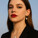 Golden Hook Earrings with Pearl Pendant