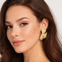 Ginkgo Leaf Stud Statement Earrings