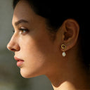 Rope Knot Stud Earrings with Pearl