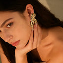 Half Petal Statement Stud Earrings