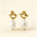 Rope Knot Stud Earrings with Pearl
