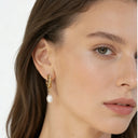 Twist Hoop Pearl Drop Earrings