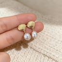 Shell Pearl Drop Earrings