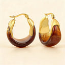 Amber Marbled Resin Hoop Earrings