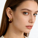 Amber Marbled Resin Hoop Earrings