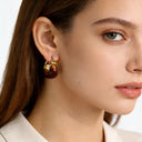 Amber Marbled Resin Hoop Earrings