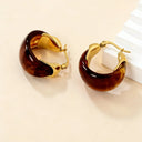 Amber Marbled Resin Hoop Earrings
