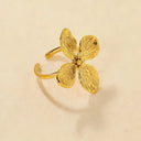 Four-petal flower open ring made of 18k gold plated stainless steel, perfect petal ring for daily wear and parties.